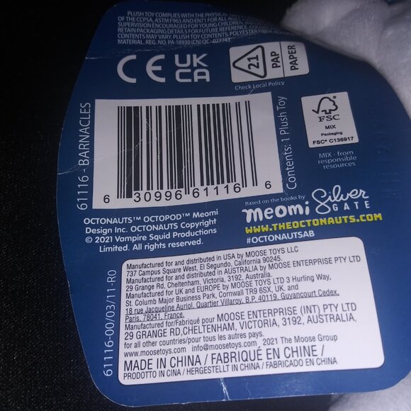 Octonauts Crew Plush Captain Barnacles Stuffed Animal 8 Inch Toy Meomi Moose - Picture 3 of 7